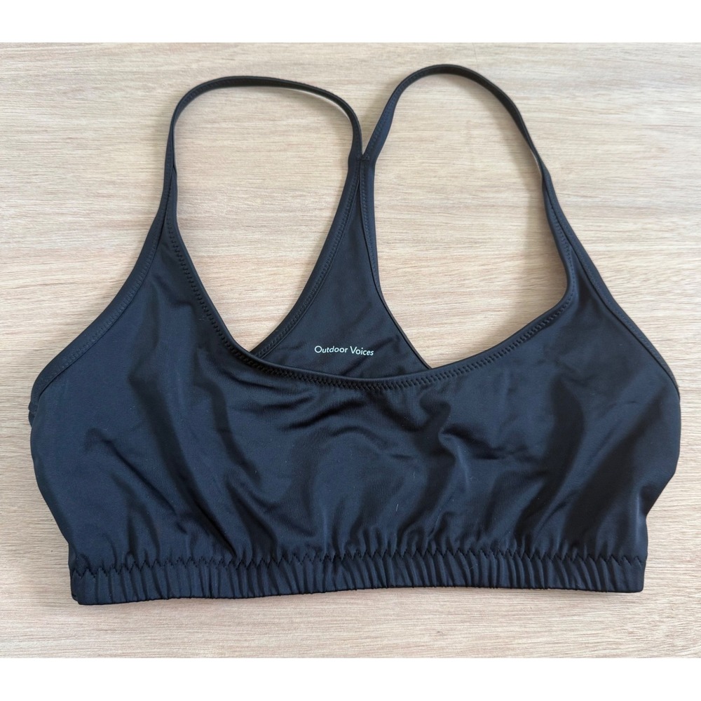 Outdoor Voices Dive Back Cutout Swim Top Black Racerback Size L